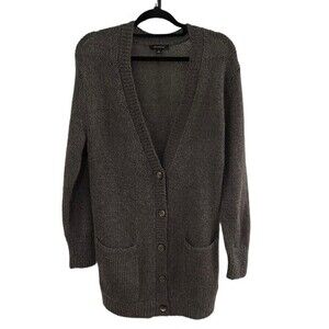 Ann Taylor Women’s Mohair Blend Open Front Cadigan Front Pockets Grey Size M